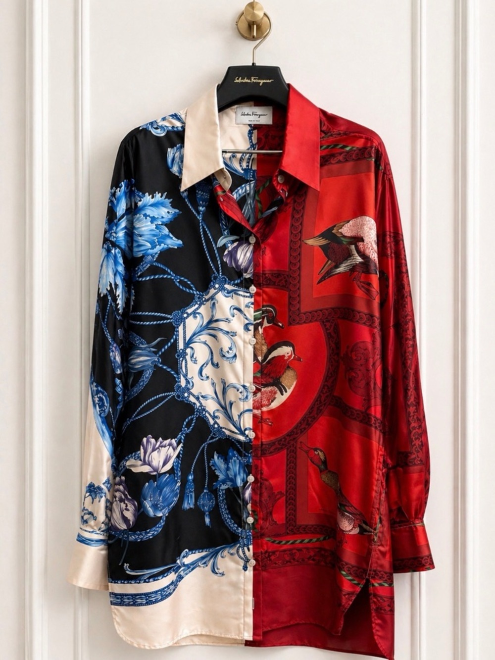 Salvatore Ferragamo split-print silk dress